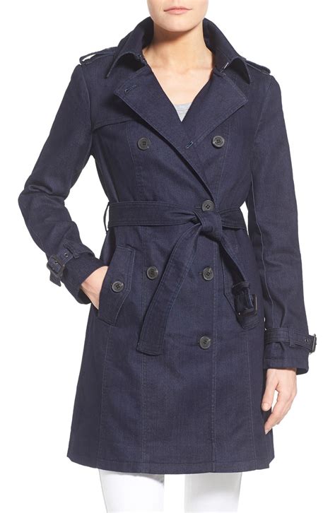 michael kors tan trench coat|Michael Kors denim trench coat.